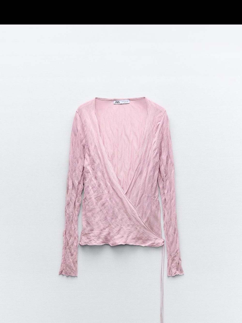 Zara Wrinkle Look Fine Knit Wrap Cardigan | Dusty Pink | Size M | NWT